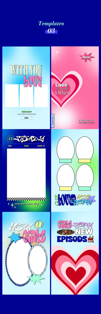 Design Template (No.3-3) High Teen Pink Neon Heart Hip Style Product Details Page